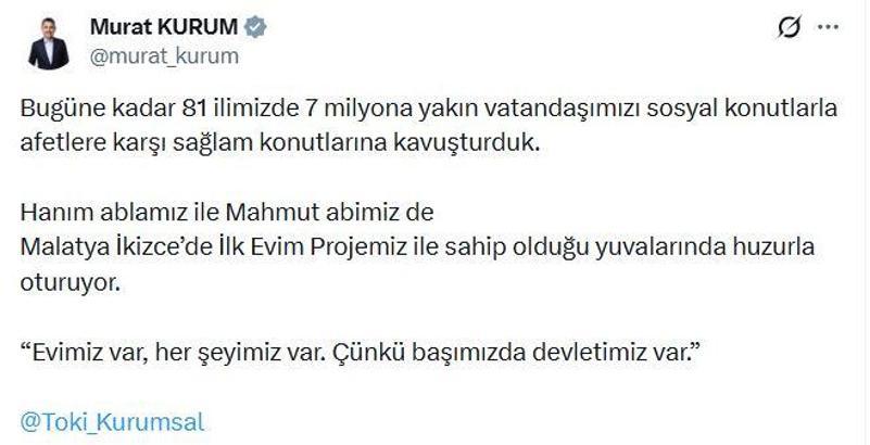 Bakan Kurum: Bugüne kadar 7 milyona yakın vatandaşımızı sosyal konutlarla kavuşturduk