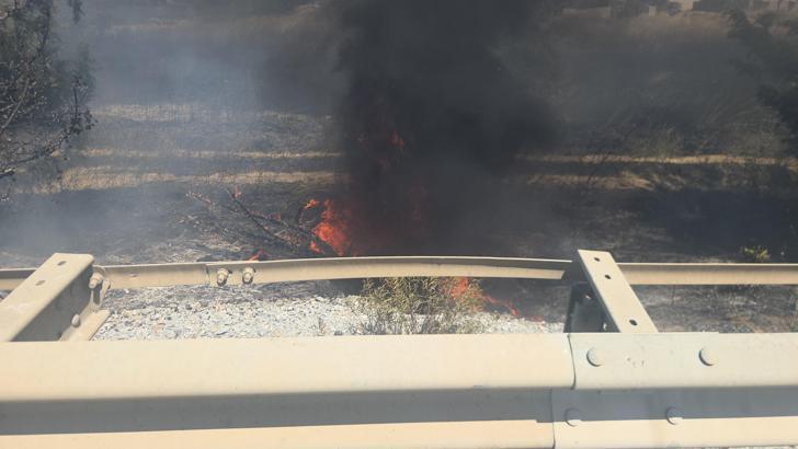 Yol kenarındaki ağaçlık alanda çıkan yangın kontrol altına alındı