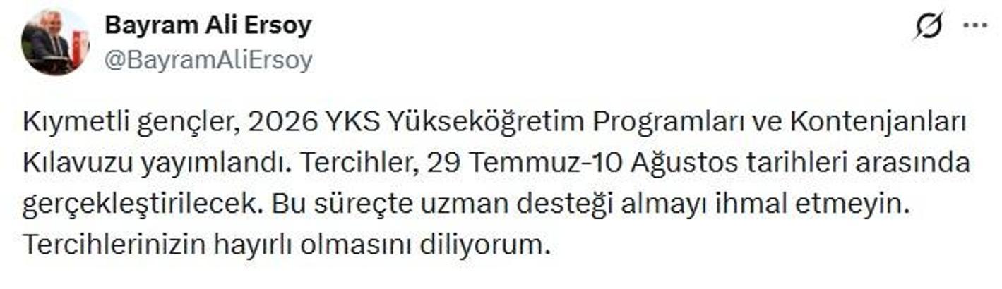 YKS Yükseköğretim Programları ve Kontenjanları Kılavuzu yayımlandı