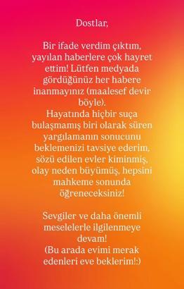 Adli kontrol şartı ile serbest kalan Ezel Akay: Medyada gördüğünüz her habere inanmayınız