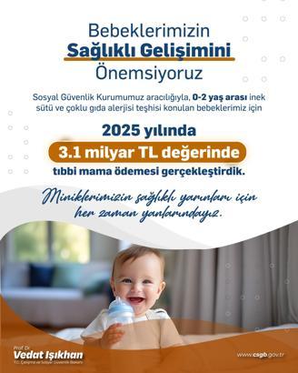 Gıda alerjisi olan bebekler için 3,1 milyar TL mama ödemesi yapıldı