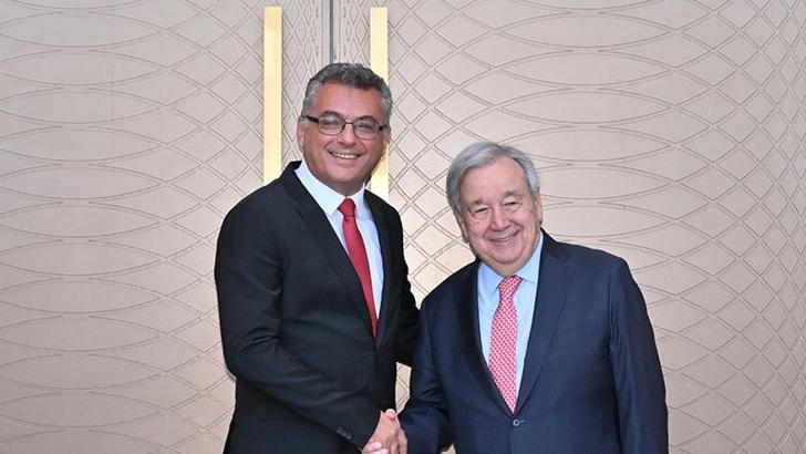 KKTC Cumhurbaşkanı Erhürman, BM Genel Sekreteri Guterres ile bir araya geldi