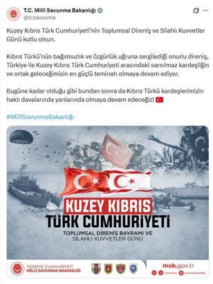MSB, KKTC’nin Toplumsal Direniş ve Silahlı Kuvvetler Günü'nü kutladı