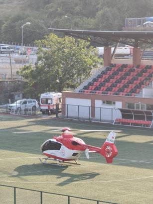 Vücudu yanan bebek ambulans helikopterle Ankara'ya sevk edildi