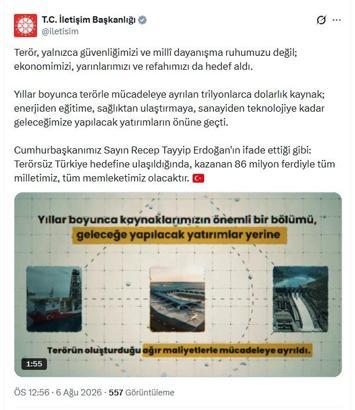 İletişim Başkanlığı: Terörsüz Türkiye ile kazanan 86 milyon olacak