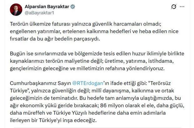Bakan Bayraktar'dan 'Terörsüz Türkiye' mesajı