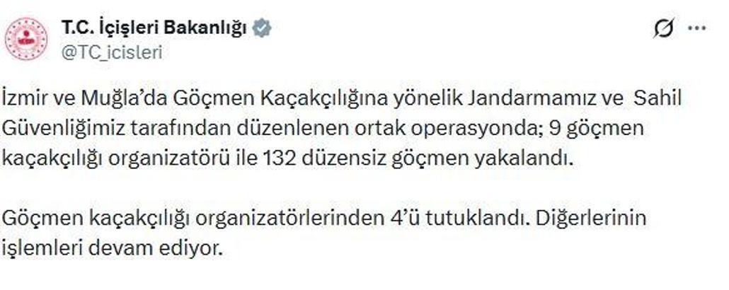 İzmir ve Muğla’da göçmen kaçakçılığı operasyonu; 4 tutuklama