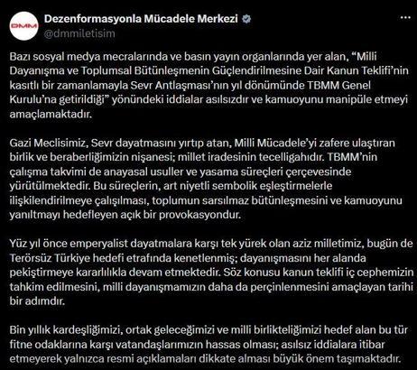 DMM'den 'Sevr Antlaşması' açıklaması