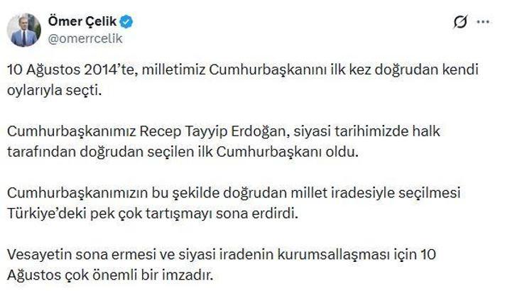 AK Parti'li Çelik: Vesayetin sona ermesi için 10 Ağustos çok önemli bir imzadır