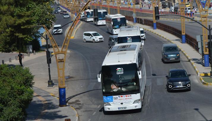 Mardin’de 2 gün konaklayan ‘Filistin Konvoyu’ Irak’a hareket etti