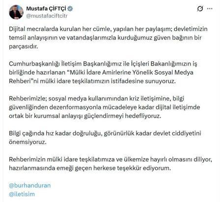 Bakanlık ve İletişim Başkanlığı'ndan 'Mülki İdare Amirlerine Yönelik Sosyal Medya Rehberi'