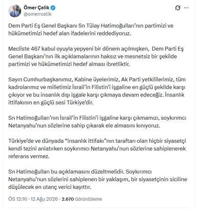 AK Parti'li Çelik: Hatimoğulları'nın ifadelerini reddediyoruz