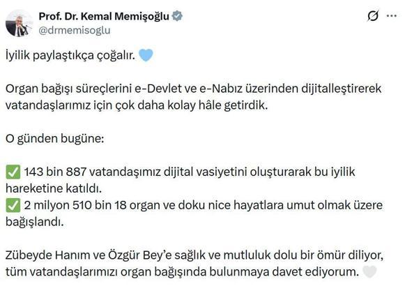Organ bağışında 143 bin 887 kişi dijital vasiyet oluşturdu