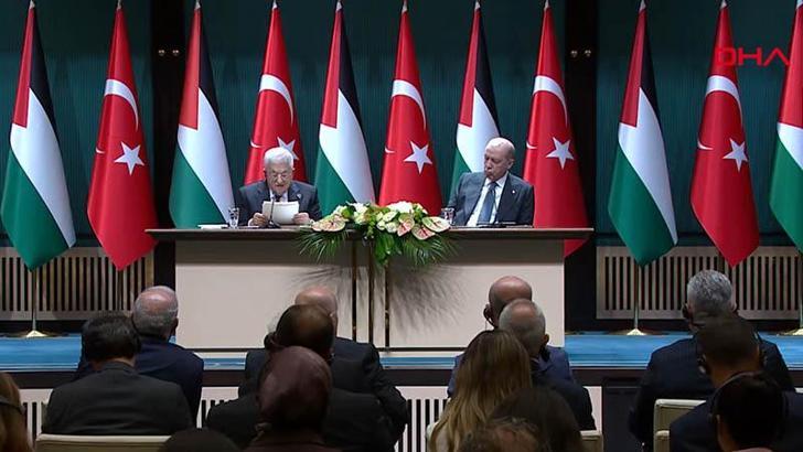 Cumhurbaşkanı Erdoğan, Filistin Devlet Başkanı Abbas ile ortak basın toplantısı düzenledi