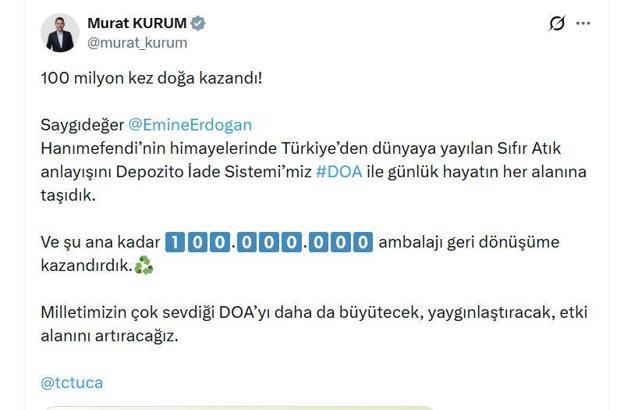 DOA ile 100 milyon ambalaj geri dönüşüme kazandırıldı
