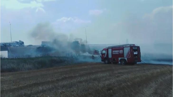Silivri'de tarlada yangın - 1