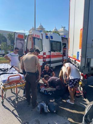 Kamyona çarpan motosikletin sürücüsü yaralandı