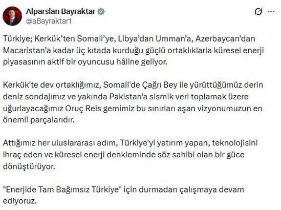 Bakan Bayraktar: Attığımız her adım, küresel enerji denkleminde bir güce dönüşüyor
