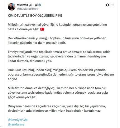 Bakan Çiftçi: Organize suç çetelerine nefes aldırmayacağız