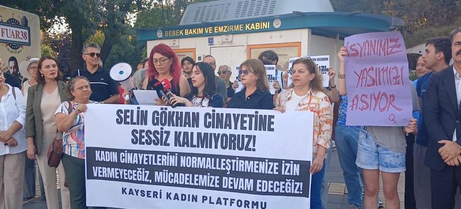 Kayseri'de öldürülen Selin için 'sesiz kalmıyoruz' eylemi