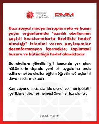 DMM'den 'azınlık okulları' iddialarına ilişkin açıklama