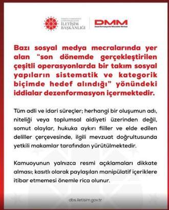 DMM'den son dönemde yapılan operasyonlara ilişkin açıklama