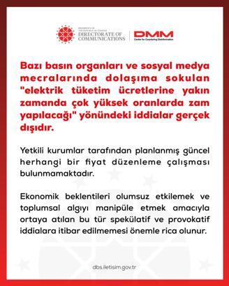 DMM: Elektrik ücretlerine zam yapılacağı iddiaları gerçek dışıdır
