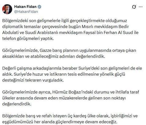 Bakan Fidan, Mısırlı ve Suudi Arabistanlı mevkidaşlarıyla görüştü