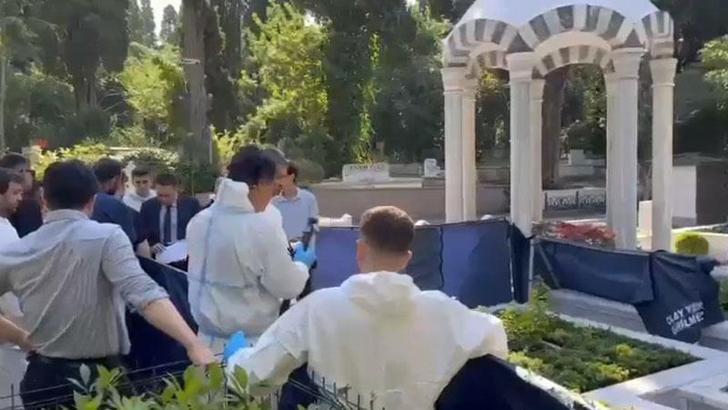 Eski Bakan Arif Ahmet Denizolgun’un mezarından çıkarılan örnekler yeniden kabrine konuldu