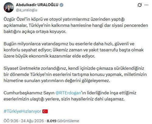 Bakan Uraloğlu: Eserlerimizin ulaştığı yerlere, sizin hayalleriniz dahi ulaşamaz