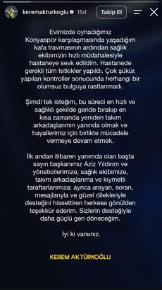 Kerem Aktürkoğlu: Tek isteğim, bu süreci en hızlı ve sağlıklı şekilde geride bırakıp takım arkadaşlarımın yanında olmak