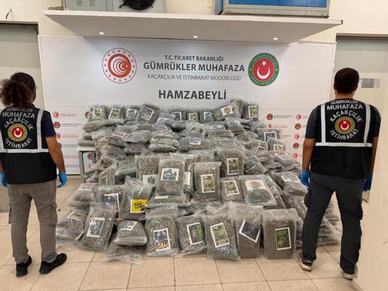Hamzabeyli Sınır Kapısı'nda 287 kilo 910 gram esrar ele geçirildi