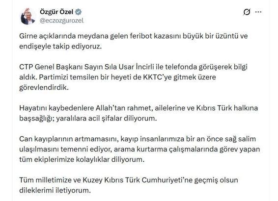 Özgür Özel: KKTC'ye heyet gönderdik