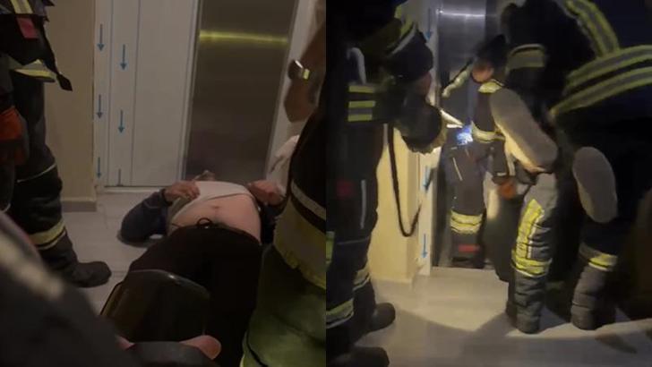 Asansör bir kat aşağı düştü, korkudan bayılan kişi kurtarıldı