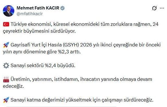 Bakan Kacır: Sanayi katma değerimizi yükseltmek için çalışmayı sürdüreceğiz