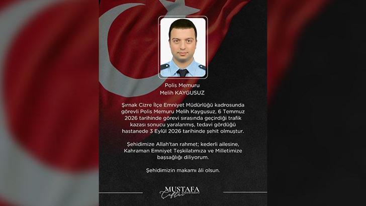 Şırnak'taki trafik kazasında yaralanan polis memuru Kaygusuz şehit oldu