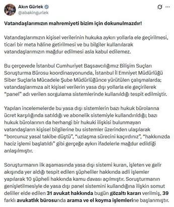 Kişisel verileri yasa dışı kullanan 31 avukata gözaltı kararı