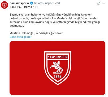 Samsunspor’dan iptal olan Mustafa Hekimoğlu açıklaması