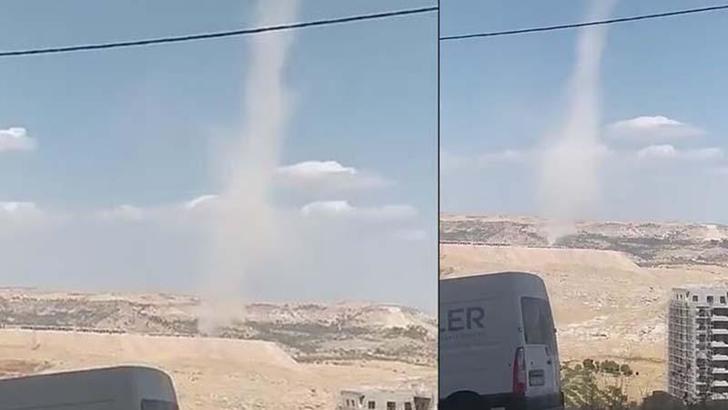 Mardin’de arazide oluşan hortum kamerada