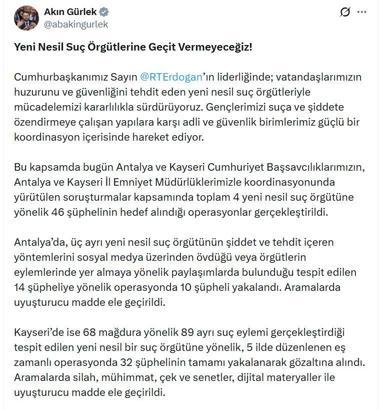 Antalya ve Kayseri'de suç örgütlerine yönelik operasyon; 42 gözaltı