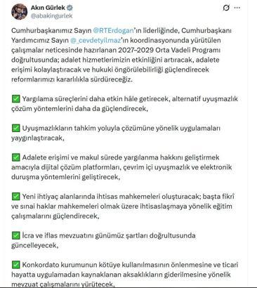 Bakan Gürlek: Reformlarımızı kararlılıkla sürdüreceğiz