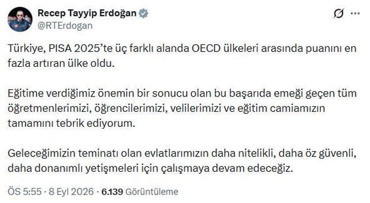 Cumhurbaşkanı Erdoğan'dan 'PISA 2025' açıklaması
