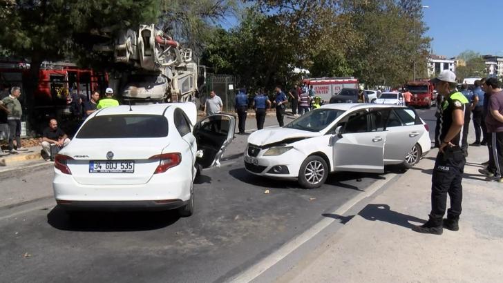 Sancaktepe'de beton pompası 4 araca çarptı: 5 yaralı