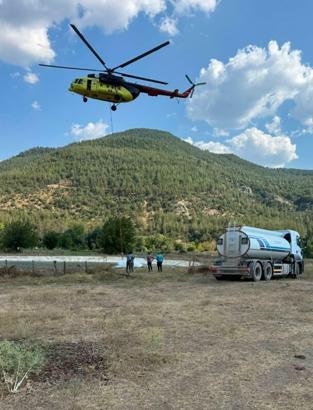 Nergis Çayı üzerinde oluşturulan biriktirme göleti yangınlarda da önemli rol üstleniyor