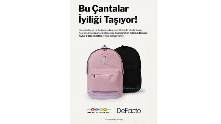 DeFacto ve AÇEV ‘Bu Çantalar İyiliği Taşıyor’ kampanyasını duyurdu
