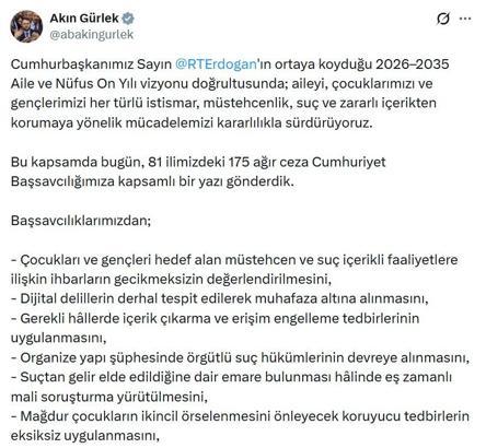 Adalet Bakanlığı'ndan ailenin korunmasına yönelik genelge