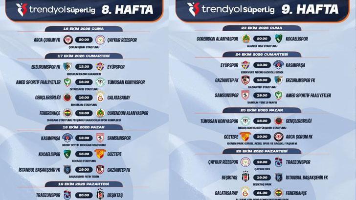 TFF, Süper Lig’de ilk yarının programını açıkladı
