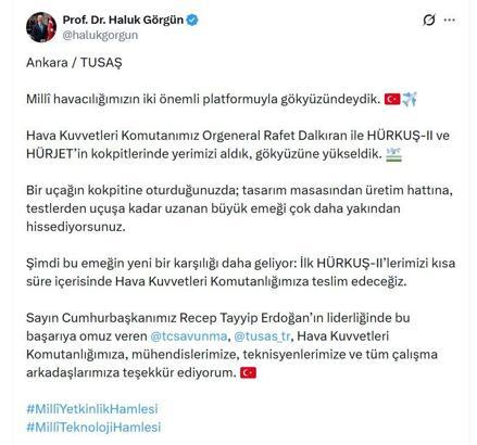Haluk Görgün ve Orgeneral Dalkıran, HÜRKUŞ-2 ve HÜRJET ile test uçuşu gerçekleştirdi (2)