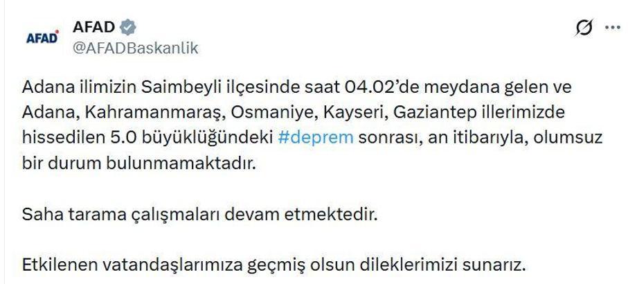 Adana'da 5 büyüklüğünde deprem (2)