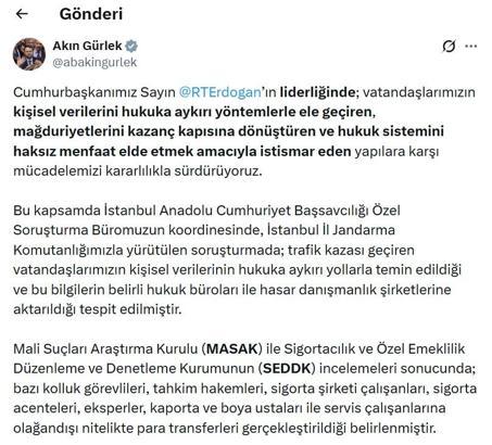 Trafik kazası mağdurlarının kişisel verilerini kullanan 825 kişi hakkında soruşturma